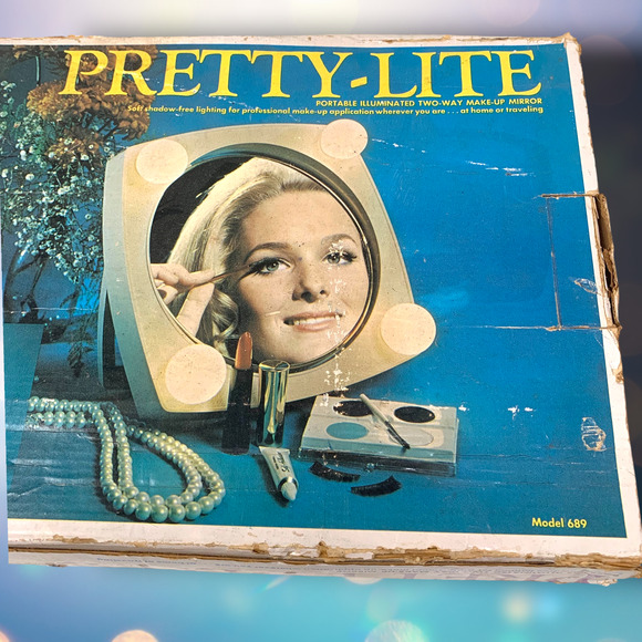 Vintage 1969 Pretty-Lite Two Sided Lighted Makeup Mirror Original Box Tested - Picture 11 of 15